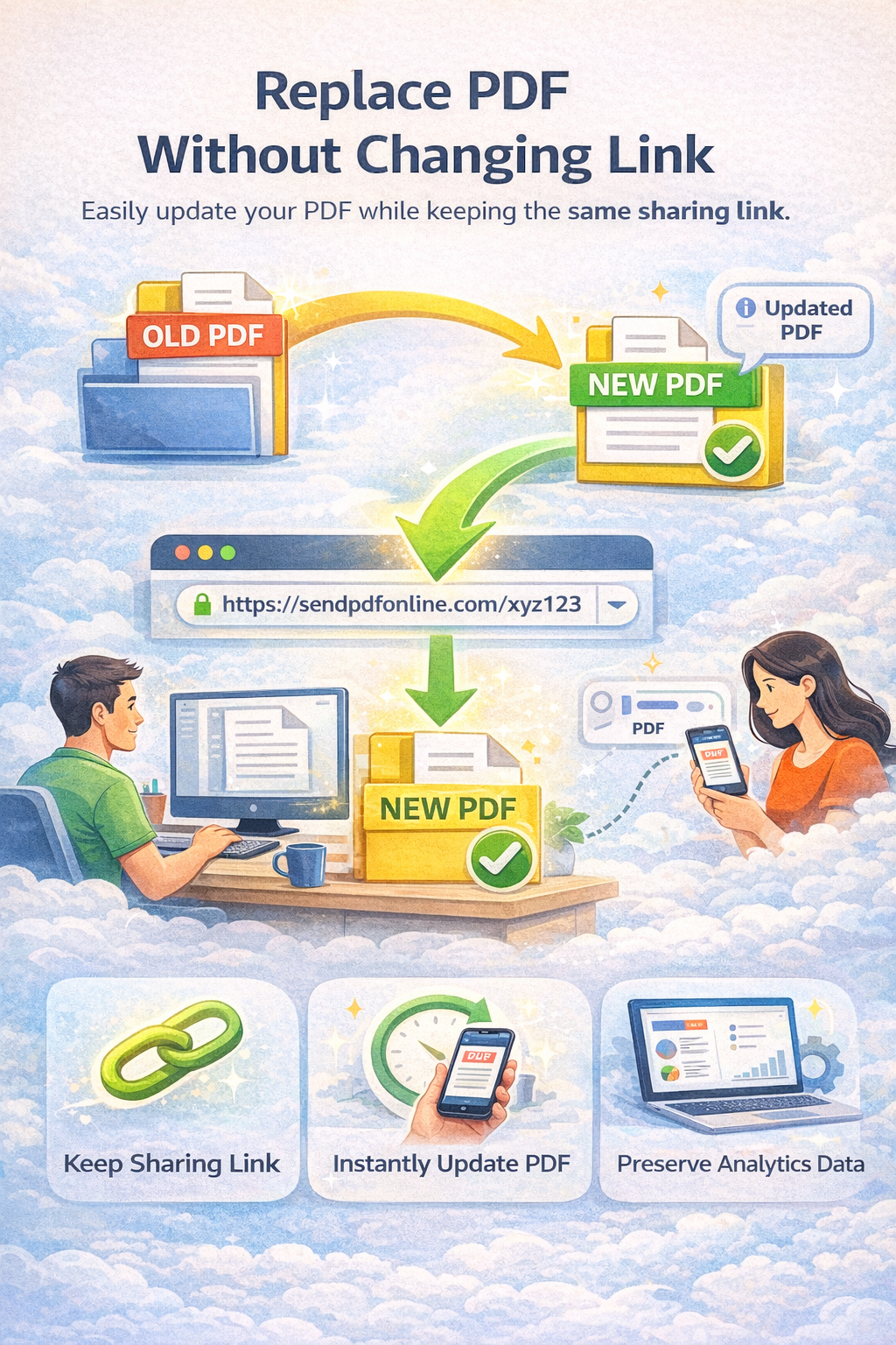 Result screen with link and management options